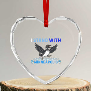 I Stand With Minneapolis Heart Crystal Glass Ornament Loon Minnesota Resist Anti ICE Immigration Protest TS14 Transparent Glass 3'' Heart Print Your Wear