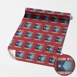 I Stand With Minneapolis Wrapping Paper Roll Social Justice and Immigration Protest MN Flag TS11 Red Print Your Wear