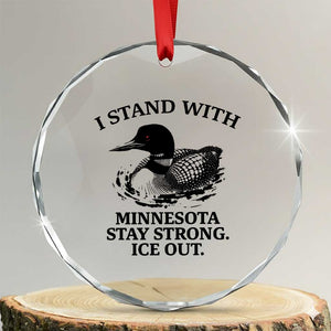 I Stand With Minnesota Crystal Glass Ornament Minnesota Anti ICE Immigration Protest TS14 Transparent Glass 3'' Circle Print Your Wear
