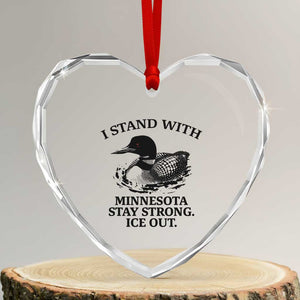 I Stand With Minnesota Heart Crystal Glass Ornament Minnesota Anti ICE Immigration Protest TS14 Transparent Glass 3'' Heart Print Your Wear