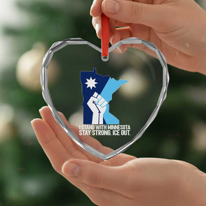 I Stand With Minnesota Heart Crystal Glass Ornament Minnesota Flag Anti ICE Immigration Protest Resist TS14 Print Your Wear