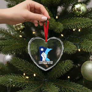 I Stand With Minnesota Heart Crystal Glass Ornament Minnesota Flag Anti ICE Immigration Protest Resist TS14 Print Your Wear