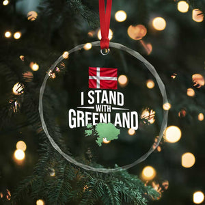 Denmark I Stand With Greenland Crystal Glass Ornament Danish Flag and Map Unity Support Protest TS02 Print Your Wear
