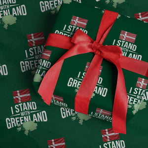 Denmark I Stand With Greenland Wrapping Paper Roll Danish Flag and Map Unity Support Protest TS02 Green Print Your Wear