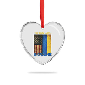 I Stand With Ukraine Heart Crystal Glass Ornament Ukrainian American Flag TS02 Print Your Wear