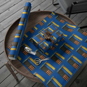 I Stand With Ukraine Wrapping Paper Roll Ukrainian American Flag TS02 Blue Print Your Wear