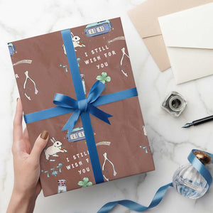 I Still Wish for You Lucky Rabbit 1111 Stars Clover Signs Wrapping Paper Roll TS11 Mocha Print Your Wear