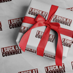 I Suck At Cornhole Wrapping Paper Roll Funny Bean Bag Toss Game TS10 White Print Your Wear