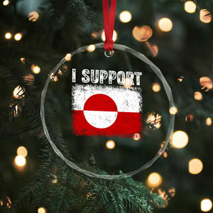 I Support Greenland Crystal Glass Ornament Grunge Flag TS10 Print Your Wear