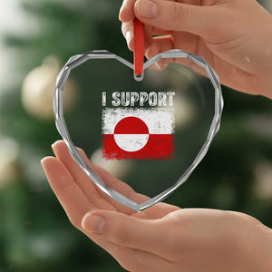 I Support Greenland Heart Crystal Glass Ornament Grunge Flag TS10 Print Your Wear