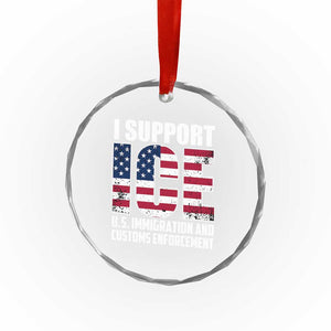 I Support ICE Patriotic Law Enforcement American Flag Crystal Glass Ornament TS02 Print Your Wear