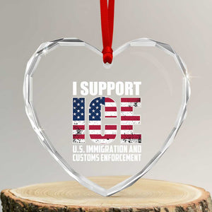 I Support ICE Patriotic Law Enforcement American Flag Heart Crystal Glass Ornament TS02 Transparent Glass 3'' Heart Print Your Wear