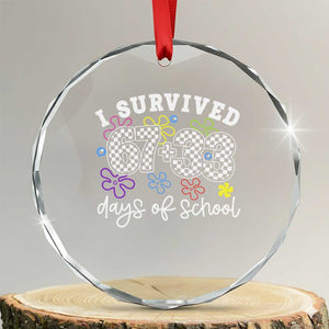 I Survived 67 33 100 Days of School Crystal Glass Ornament Funny 100th Day of School Flowers TS10 Transparent Glass 3'' Circle Print Your Wear