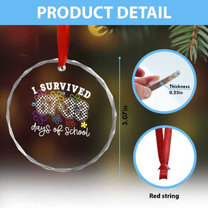 I Survived 67 33 100 Days of School Crystal Glass Ornament Funny 100th Day of School Flowers TS10 Print Your Wear