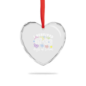 I Survived 67 33 100 Days of School Heart Crystal Glass Ornament Funny 100th Day of School Flowers TS10 Print Your Wear