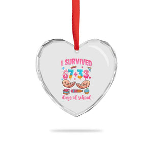 I Survived 67 33 Days Of School Heart Crystal Glass Ornament Funny 100 Days of School 67 Ice Cream Drip - Print Your Wear