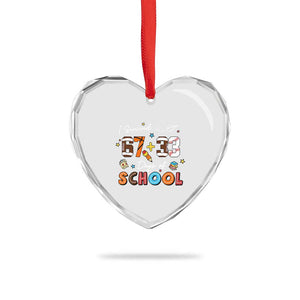 I Survived 67 33 Days Of School Heart Crystal Glass Ornament Funny 100th Days of School 67 Sport Lover - Print Your Wear