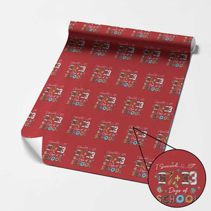 I Survived 67 33 Days Of School Wrapping Paper Roll Funny 100th Days of School 67 Sport Lover TS11 Red Print Your Wear