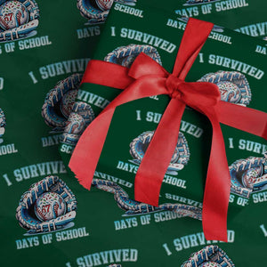 I Survived 67 Days Of School Baseball Glove Ice Cream Wrapping Paper Roll Funny Christmas Six Seven Meme TS14 Green Print Your Wear