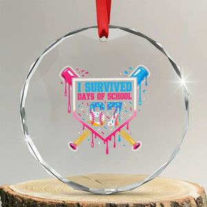 I Survived 67 Days Of School Baseball Ice Cream Crystal Glass Ornament Funny Christmas Six Seven Meme TS14 Transparent Glass 3'' Circle Print Your Wear