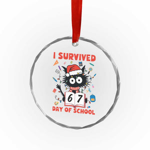 I Survived 67 Days Of School Cat Meme Crystal Glass Ornament Funny Christmas Six Seven Meme TS14 Print Your Wear