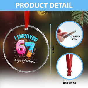 I Survived 67 Days of School Funny Six Seven Meme Crystal Glass Ornament Baseball Ice Cream Dripping TS10 Print Your Wear
