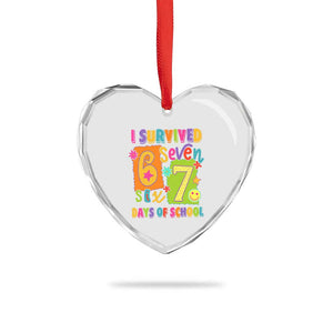 I Survived 67 Days of School Heart Crystal Glass Ornament Funny 6 7 Six Seven Chaos Survivor for Students Teachers TS02 Print Your Wear