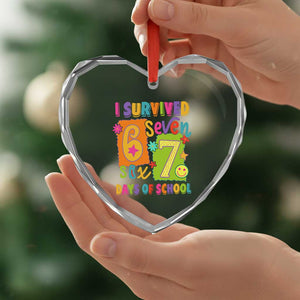 I Survived 67 Days of School Heart Crystal Glass Ornament Funny 6 7 Six Seven Chaos Survivor for Students Teachers TS02 Print Your Wear