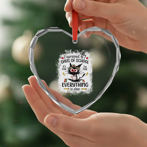 I Survived 67 Days of School Heart Crystal Glass Ornament Funny Teacher Black Cat Chaos Everything Is Fine TS02 Print Your Wear