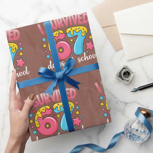 I Survived 67 Days of School Wrapping Paper Roll Cute 6 7 Six Seven Chaos Survivor for Students Teachers TS02 Mocha Print Your Wear
