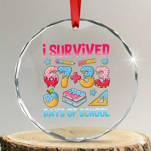I Survived 67 Plus 33 100 Days of School Crystal Glass Ornament Six Seven Meme Colorful Math Humor TS02 Transparent Glass 3'' Circle Print Your Wear