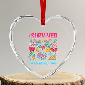 I Survived 67 Plus 33 100 Days of School Heart Crystal Glass Ornament Six Seven Meme Colorful Math Humor TS02 Transparent Glass 3'' Heart Print Your Wear