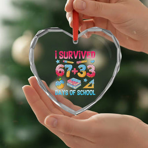 I Survived 67 Plus 33 100 Days of School Heart Crystal Glass Ornament Six Seven Meme Colorful Math Humor TS02 Print Your Wear