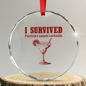 I Survived Patricia's Sunset Cocktails Crystal Glass Ornament Vintage 90s Trendy TV Show Movie TS14 Transparent Glass 3'' Circle Print Your Wear