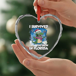 I Survived The Snow In Florida Heart Crystal Glass Ornament Funny Crocodile TS02 Print Your Wear