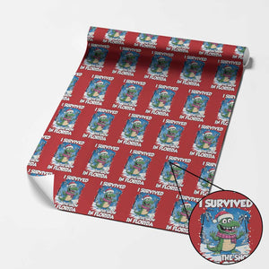 I Survived The Snow In Florida Wrapping Paper Roll Funny Crocodile TS02 Red Print Your Wear