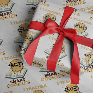 I Teach Smart Cookies Wrapping Paper Roll Funny Teacher TS14 White Print Your Wear