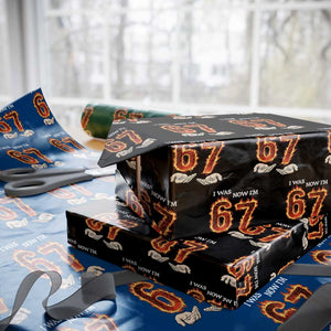 I Was 6 Now I'm 7 Birthday Wrapping Paper Roll Funny Six Seven Meme 67 Flame
