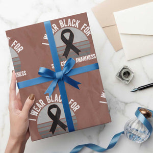 I Wear Black For Skin Cancer Awareness Wrapping Paper Roll Retro Vintage Sunset TS12 Mocha Print Your Wear