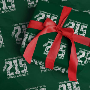 I Wear Orange For The 215 Stolen Children Wrapping Paper Roll Orange Shirt Day 215 Memorial Awareness TS02 Green Print Your Wear