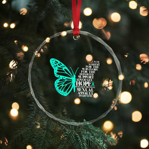 I Wear Teal For Sexual Assault Awareness Crystal Glass Ornament TS14 Print Your Wear