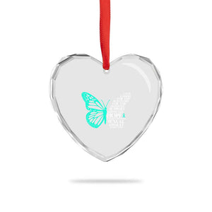 I Wear Teal For Sexual Assault Awareness Heart Crystal Glass Ornament TS14 Print Your Wear