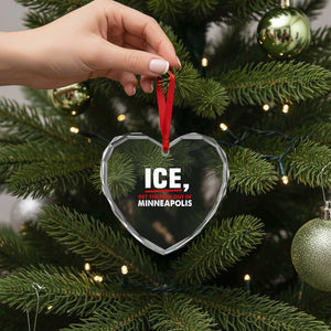 Ice Get The F Out of Minneapolis Heart Crystal Glass Ornament Red and White Statement Justice and Resistance Protest TS02 Print Your Wear
