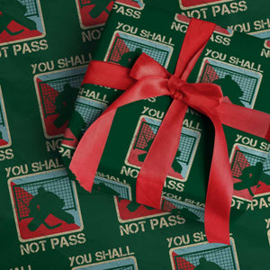 Ice Hockey Goalie Vintage Retro Gift Wrapping Paper Roll You Shall Not Pass TS12 Green Print Your Wear