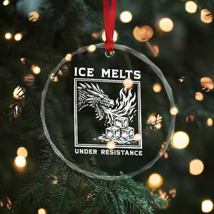 Ice Melts Under Resistance Crystal Glass Ornament Against Ice Protest Dragon Graphic with Fire TS02 Print Your Wear