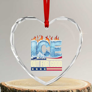 Ice Out For Good Patriotic Protest Heart Crystal Glass Ornament Patriotic Burn Ice Justice Political Resistance TS02 Transparent Glass 3'' Heart Print Your Wear