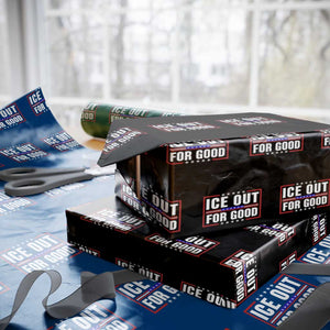 Ice Out For Good Patriotic Protest Wrapping Paper Roll Justice Resistance Red White and Blue TS02 Black Print Your Wear