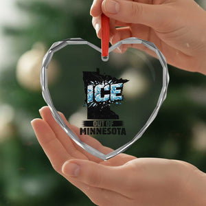 Ice Out of Minnesota Heart Crystal Glass Ornament MN State Map Abolish Ice Protest TS02 Print Your Wear