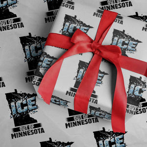 Ice Out of Minnesota Wrapping Paper Roll MN State Map Abolish Ice Protest TS02 White Print Your Wear