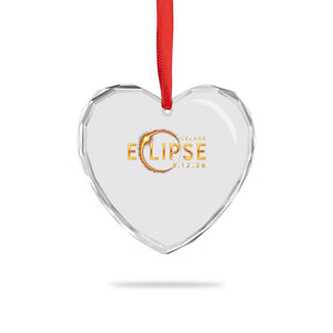Iceland Eclipse 2026 Heart Crystal Glass Ornament August 12 26 Solar Eclipse Totality